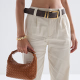 Western Vintage PU Leather Belt in Brown
