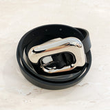 Chain Buckle PU Skinny Belt