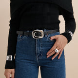 Chain Buckle PU Skinny Belt