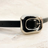 Chain Buckle PU Skinny Belt