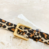 Leopard Square Buckle PU Belt