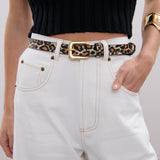 Leopard Square Buckle PU Belt