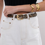 Leopard Square Buckle PU Belt