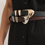 Pebble Dome Buckle Belt in Brown