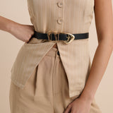Pebble Dome Buckle Belt in Black