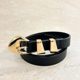 Pebble Dome Buckle Belt in Black