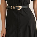 Pebble Dome Buckle Belt in Black