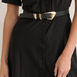 Pebble Dome Buckle Belt in Black