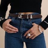 Pebble Dome Buckle Belt in Brown