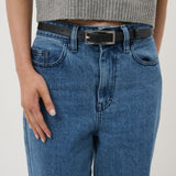 Wide Square Buckle PU Belt (2col)