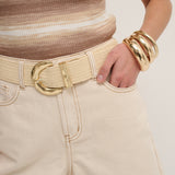 Arizona Straw Buckle Belt in Beige
