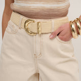 Arizona Straw Buckle Belt in Beige