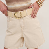 Arizona Straw Buckle Belt in Beige