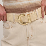 Arizona Straw Buckle Belt in Beige