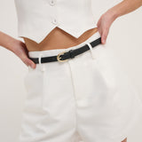 Lomance Skinny Belt in Black/Gold