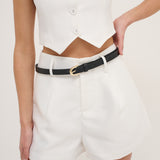 Lomance Skinny Belt in Black/Gold