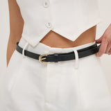 Lomance Skinny Belt in Black/Gold