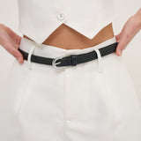Lomance Skinny Belt in Black/Silver