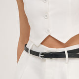 Lomance Skinny Belt in Black/Silver