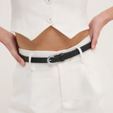 Lomance Skinny Belt in Black/Silver