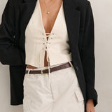 Lomance Skinny Belt in Brown/Gold