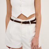 Lomance Skinny Belt in Brown/Gold