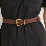 Genuine Suede Square Buckle Belt