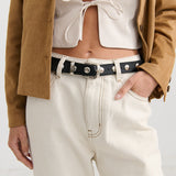 Linda Studded Western Belt in Black