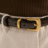 Greta Thin Genuine Leather Belt In Black