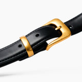 Greta Thin Genuine Leather Belt In Black