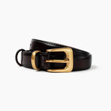 Greta Thin Genuine Leather Belt In Brown