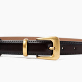 Greta Thin Genuine Leather Belt In Brown