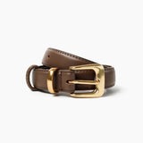Greta Thin Genuine Leather Belt In Taupe