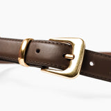Greta Thin Genuine Leather Belt In Taupe