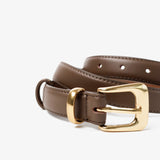 Greta Thin Genuine Leather Belt In Taupe