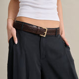Tessa Square Buckle Braided Belt