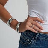Metal Open Cuff Bangle in Silver