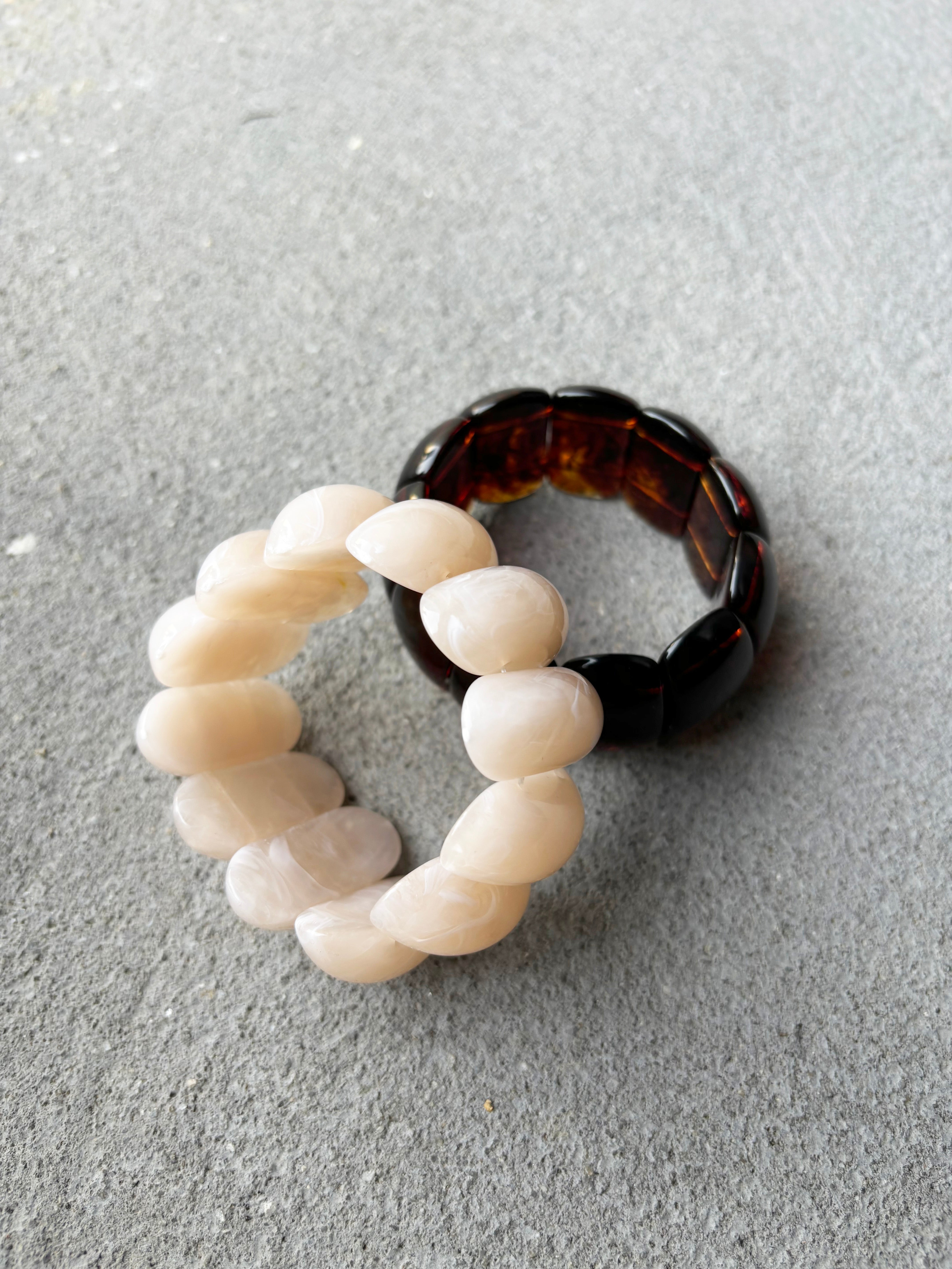 Apricot Beaded Resin Bangle