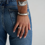 Metal Open Cuff Bangle in Silver
