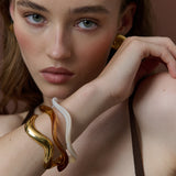 Wavy Slim Adjustable Bangle in Gold