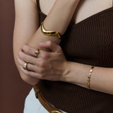 Oval Buckle PU Leather Belt in Brown