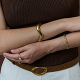 Wavy Slim Adjustable Bangle in Gold