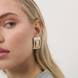 Square Duo Tone Statement Earrings
