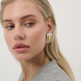 Square Duo Tone Statement Earrings