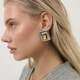 Square Duo Tone Statement Earrings