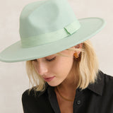Lia Boho Fedora Felt Hat in Green