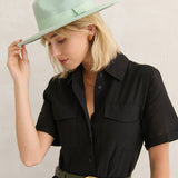 Lia Boho Fedora Felt Hat in Green