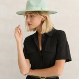Lia Boho Fedora Felt Hat in Green