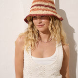 Alana Striped Straw Bucket Hat