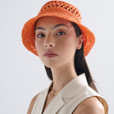 Poppy Orange Straw Bucket Hat